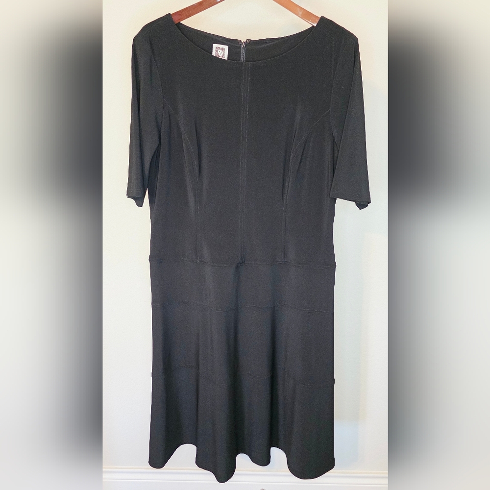 Anne Klein Black Midi Dress Size 14 Classic Fit & Flare Career Cocktail - Picture 8 of 14